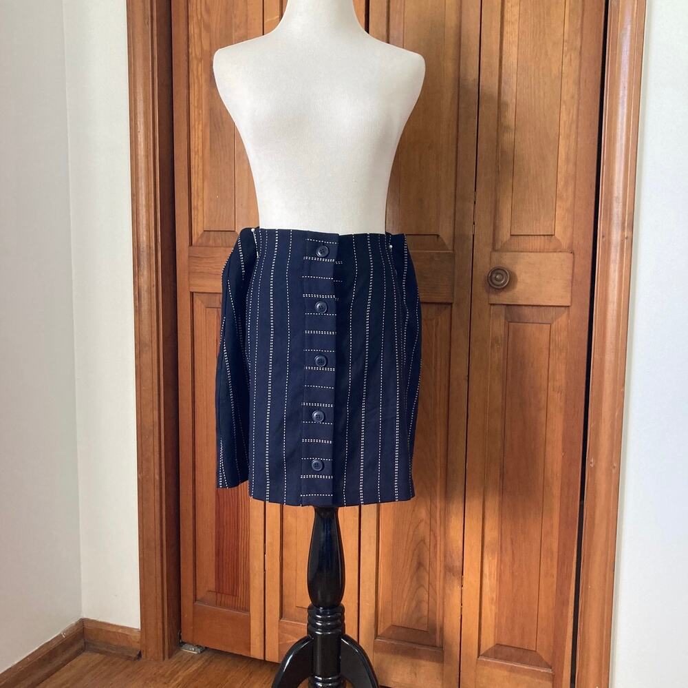 Mango Navy Blue Buttondown Mini Skirt, Size S